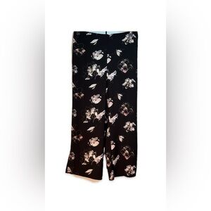 Jules & Leopold Pants Size L Black Floral Print Pink and Purple